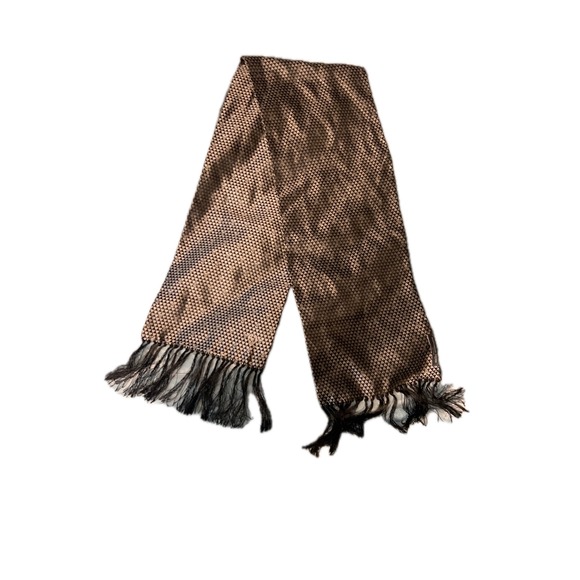 Alexander McQueen Scarf Unisex OS Gold Black Silk Skull Heart Fringe Italy Luxe - Picture 3 of 8